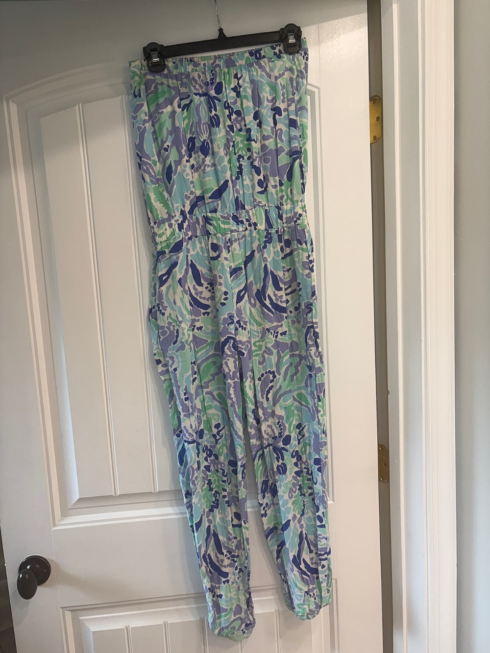 Lilly Pulitzer Strapless Printed Jumpsuit in Blue, Green & White